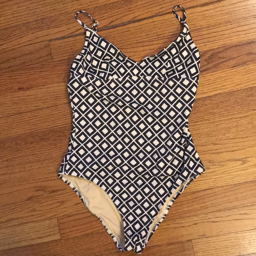 J. Crew VERY flattering patterned one piece!